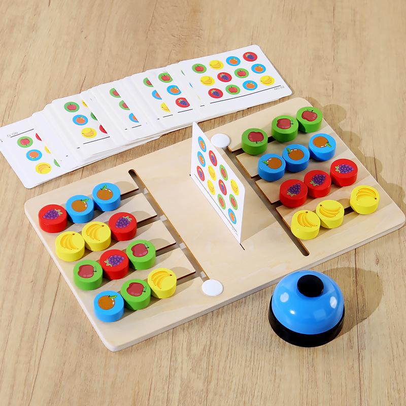 Children'S Shaking Beads Double Four-Color Walking Game, Puzzle Early Education Logical Thinking Training Wooden Toy