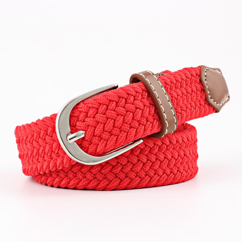 Unisex Youth Elastic Woven Canvas Leather Belt