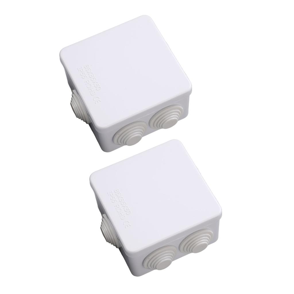 2 STÜCK Elektrischer Anschlusskasten mit Ausbruchöffnung ABS-Kunststoff IP55 Wasserdichtes Projektgehäuse 85x85x50mm