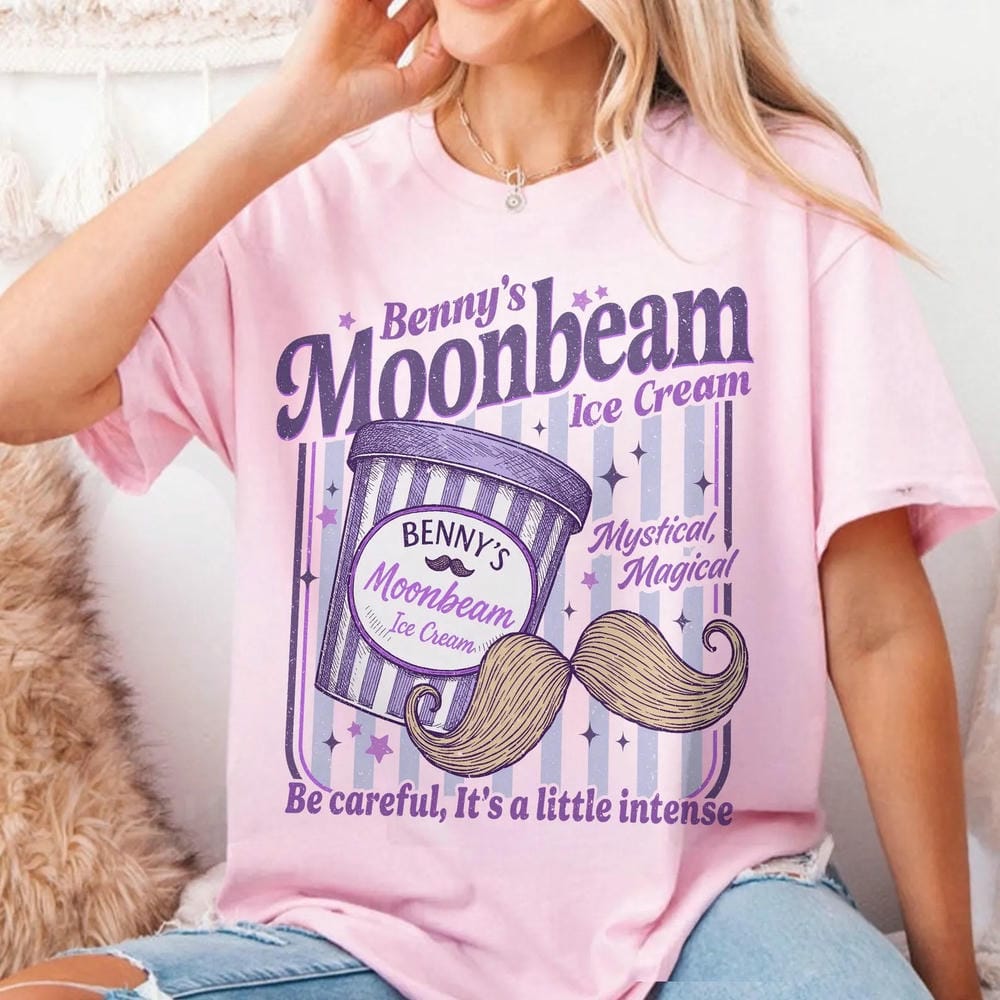 Women Short Sleeve Crewneck Shirt Vintage Dark Academia Bennys Moonbeam Ice Cream Mystical Magical Shirt Unisex Top Streetwear