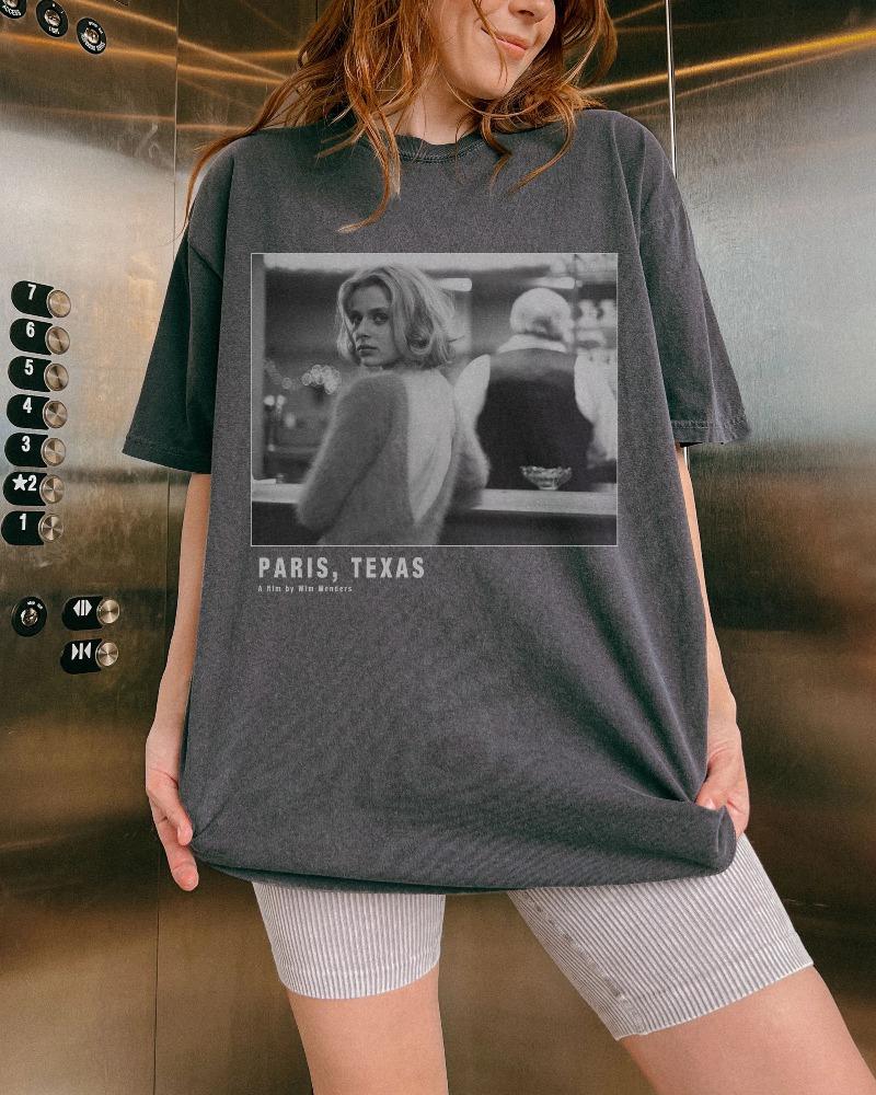 Texas Film T-Shirt Unisex Geschenk für Wim Wenders Filmfans Vintage Film T-Shirt Klassischer Arthouse Film Retro 80er Road Movie