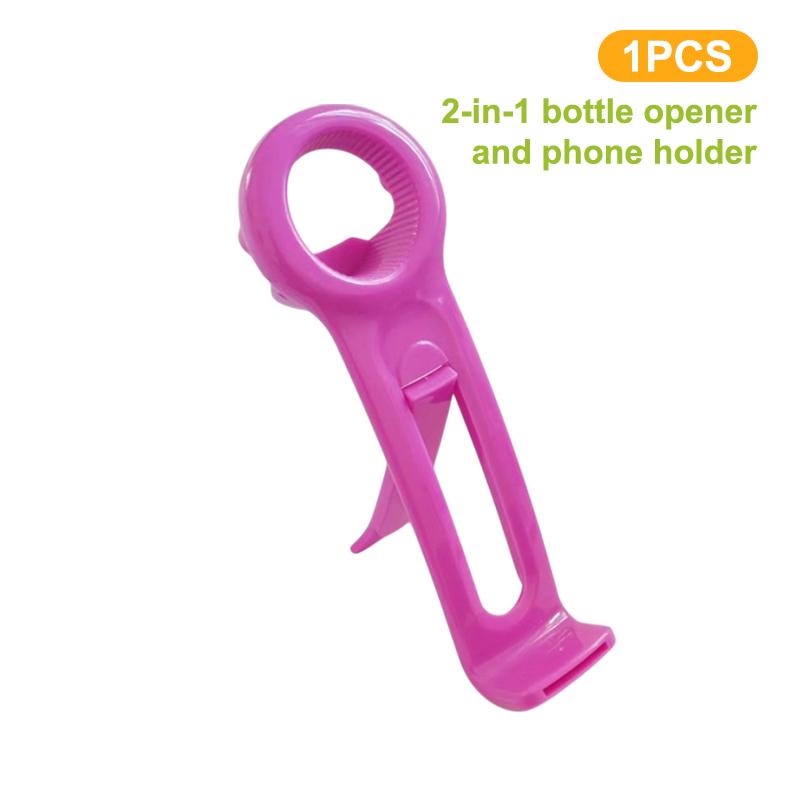 1/2 Stuks 2 In 1 Draagbare Flesopener Telefoonstandaard Universele Blikopener Antislip Flesdop Bier Open Dop Keukengadget