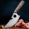 Stainless Steel Butcher Knife Meat Cleaver Forged Hammered Boning Knife Colored Wooden Handle Slicing Knife Ring Corkscrew