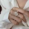 PANJBJ 925 Sterling Silve Texture Ring for Women Gift Wide Wave Geometry Ins Originality Adjustable Jewelry Gift Dropshipping