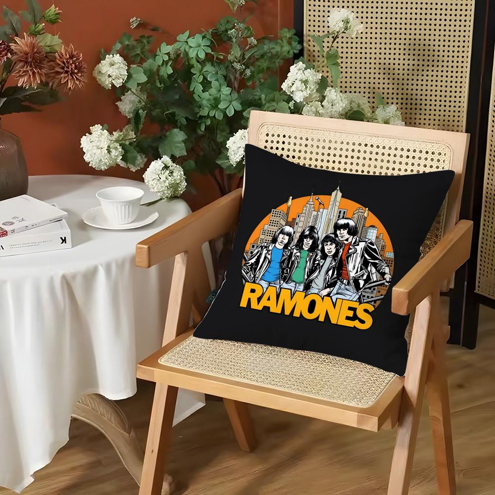 Rock RRamones Cushion Cover Silky Short Plush Invisible Zipper Dustproof Sofa Pillow Case for Home Decor