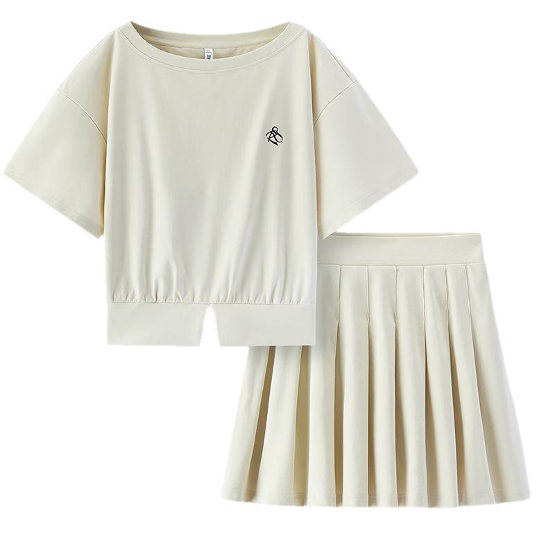 Semir Women's Summer Two-Piece Set: Pleated Skirt & Off-Shoulder Top