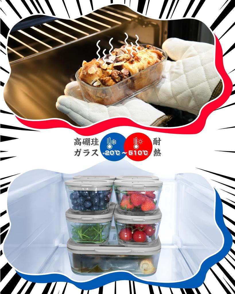 BOROHOUSE Glass Storage Set X 1 X and Freezer Silicone Airtight Lunch Box Set Lunch and Cleaning Perfect for Baby Gray Heat-Resistant Containers,