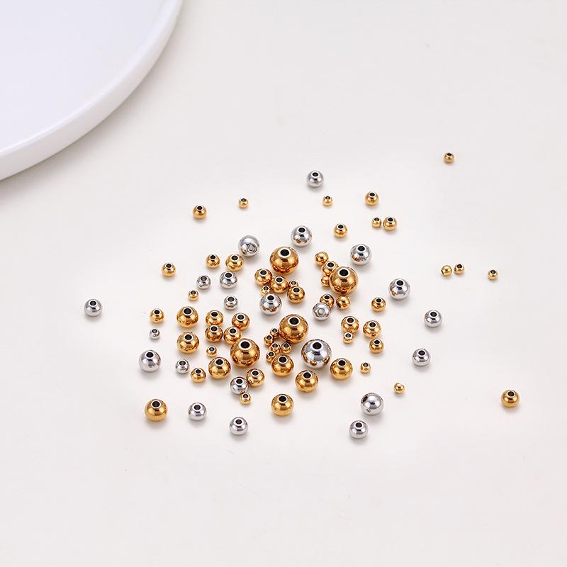 18K Gold Color-Preserving Stainless Steel Round Beads for DIY Jewelry and Bracelets.