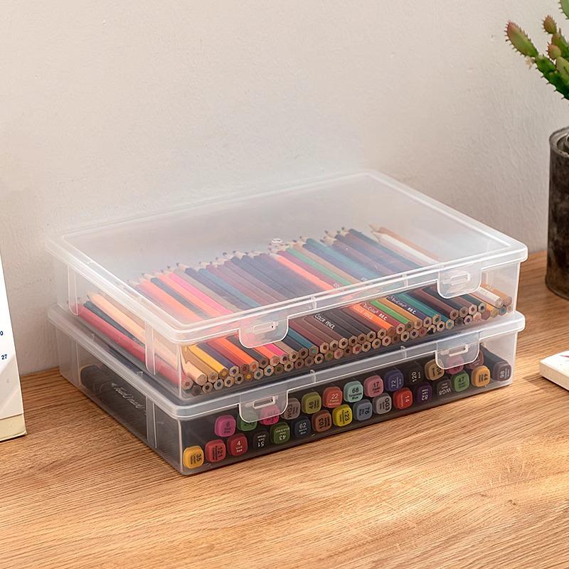 Transparent Large-Capacity Stationery Storage Box: Student Planner, Tape, Pencil, Pen, and Marker Organizer