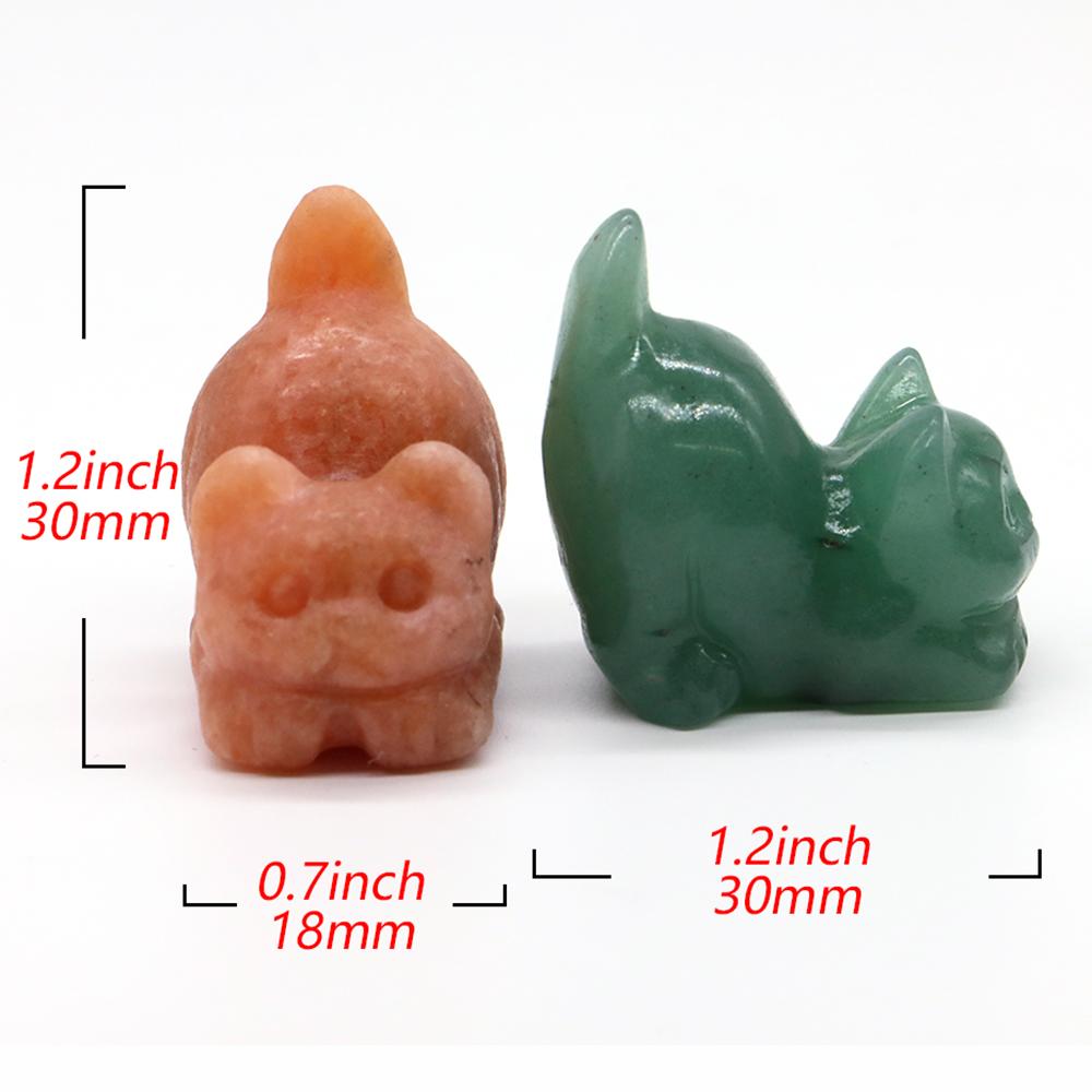 30mm Niedliche Katzenstatue Naturstein Kristall Handgeschnitzt Heilendes Tierfigur Reiki Edelstein Handwerk Heimdekoration Feiertagsgeschenk