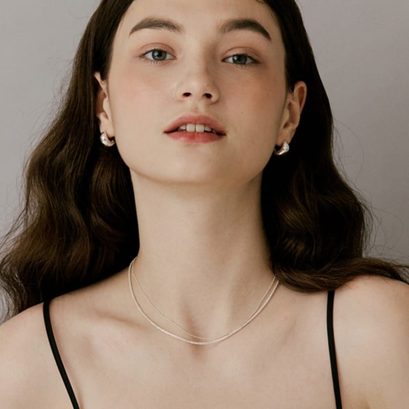 VINTAGE HOLLYWOOD [925 Silver] Twinkle Layered Necklace_VH25NNNE110V