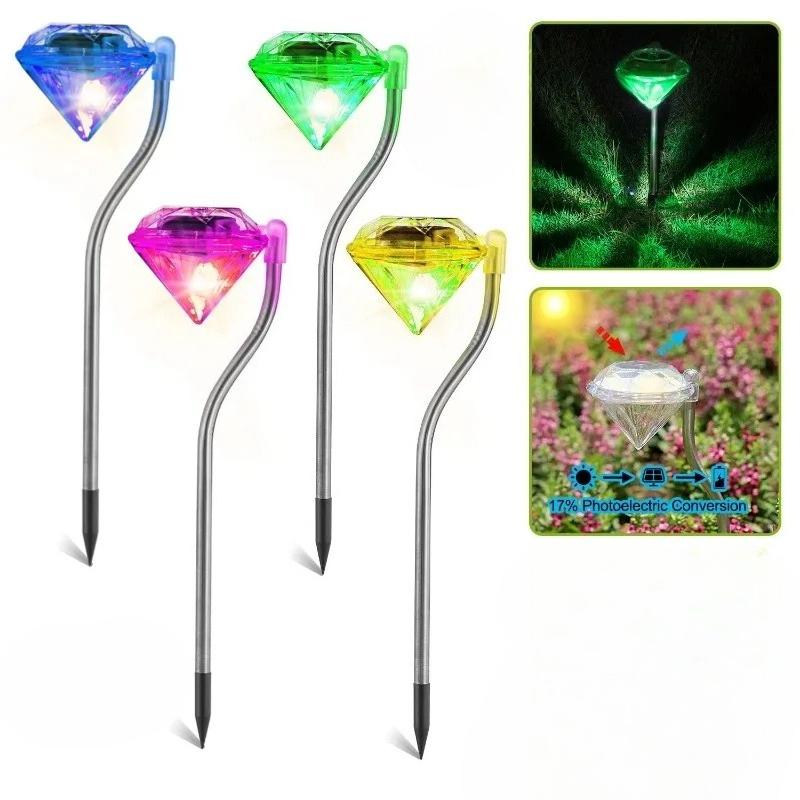 

Solar Diamond Stake Lights - Waterproof Color Changing LED, Decorative Garden Pathway Lights for Lawn, Patio & Yard