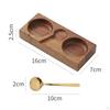 Condiment Tray Japanese Styled Wooden Dipping Sauce Plate Serving Dish Spoon Set Reusable Eco