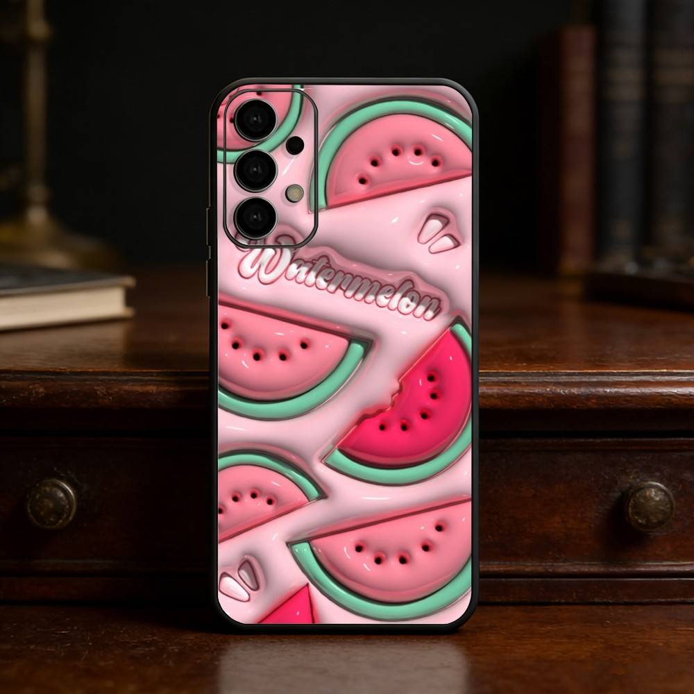 Watermelon Art Phone Case For Samsung S25,S24,S21,S22,S23,S30,Ultra,S20,Plus,Fe,Lite Black Shell