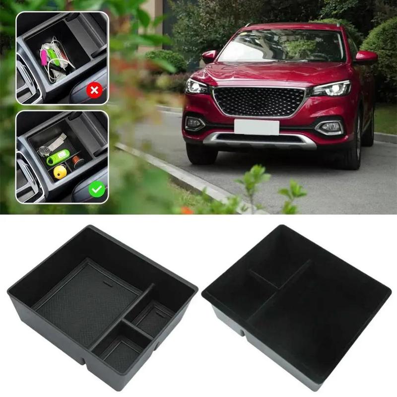 For MG HS EHS EV 2018-2024 Center Console Armrest Organizer Tray Durable ABS Black Storage Box With Divider Car Accessories