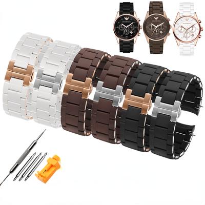 Siliconen + Roestvrijstalen band voor Armani AR5906 AR5905 AR5890 AR5889 5858 5920 man 23mm vrouw 20mm Rubberen horlogeband armband