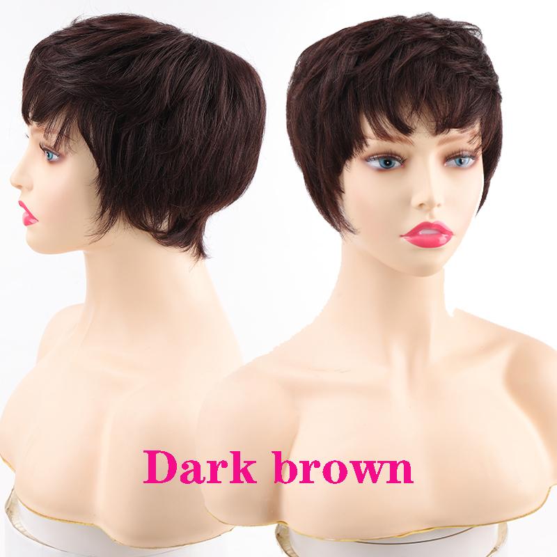 

Женские парики из натуральных волос Короткие вьющиеся темно-коричневые парики темно-коричневого