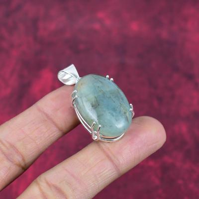 Aquamarine 925 Solid Sterling Silver Pendant, Handmade Gemstone Pendant Jewelry, Gifts For Wife Brand New Pendant