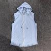 Men Hooded Zip-up T-Shirt Jacquard Sleeveless Hoodie Tee Stylish Textured Summer Tank Top for Gym Street Party Holiday