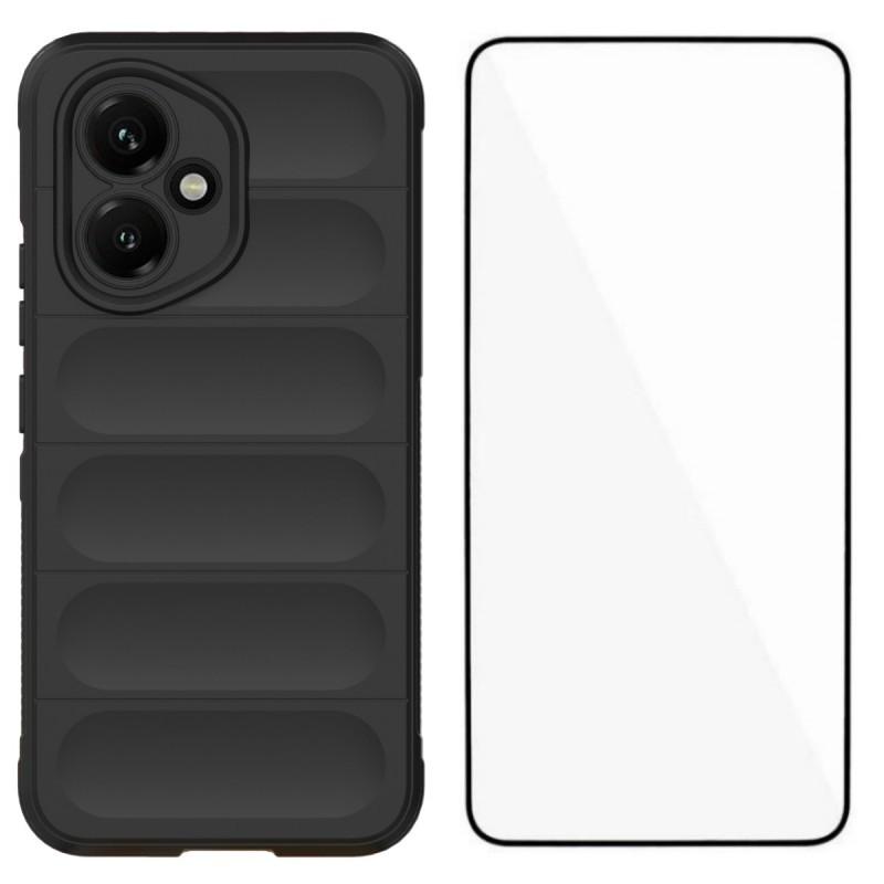 Für Honor 400 5G (Global) TPU Hülle WANLONFENG HD Serie Rutschfeste Handyhülle mit gehärtetem Glas