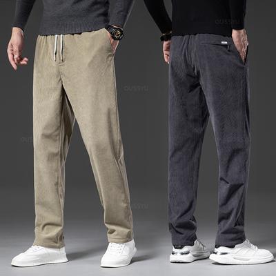 Four Seasons Kordhosen Herren Kordelzug Elastischer Bund Business Locker Gerade Korea Casual Hosen Herren Übergröße M-5XL