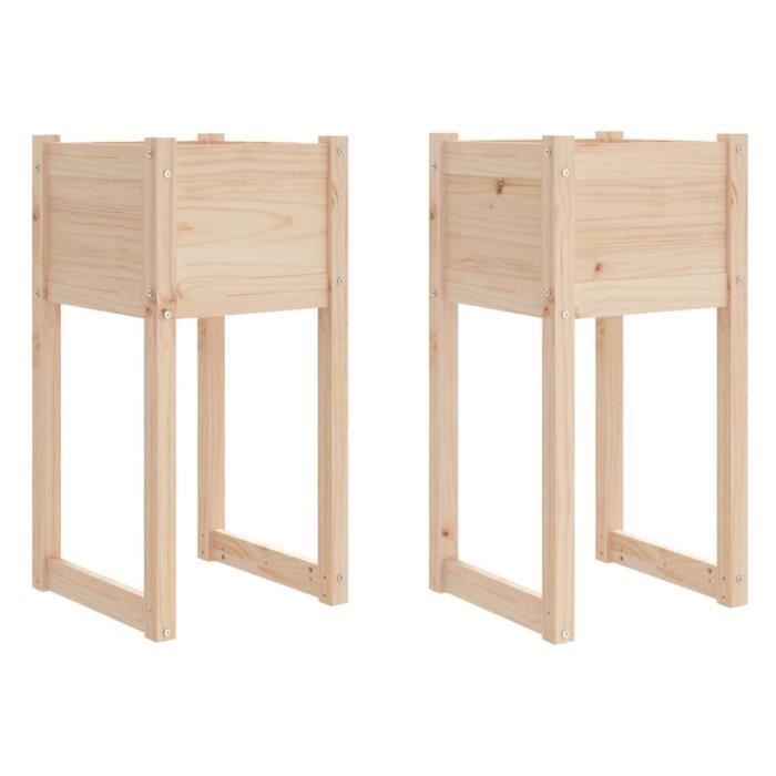 822123 vidaXL Jardinières 2 pcs 40x40x81 cm Bois massif de pin