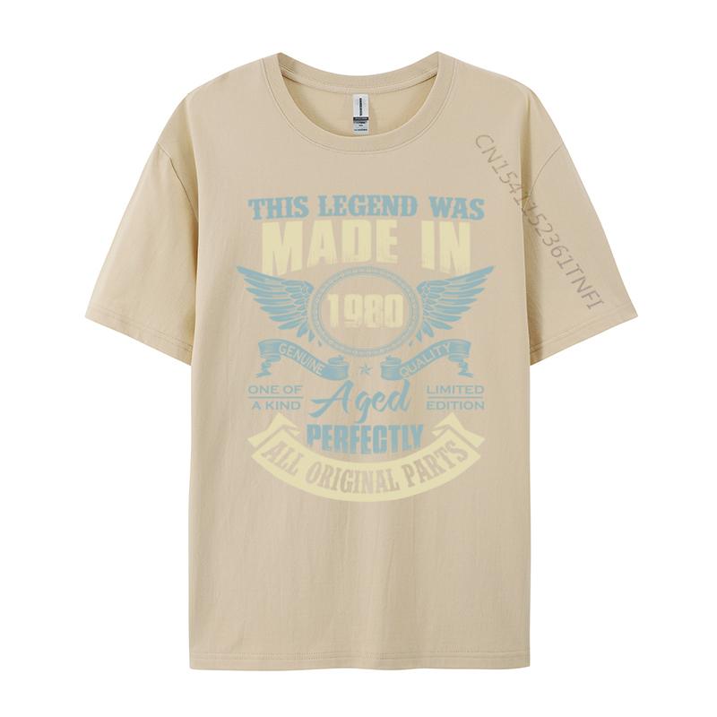 Unisexs T Shirt 43rd Birthday Legend Made In 1980 Tshirts Funny Tshirts Cotton Clothing Shirt Vintage Printed Tshirts