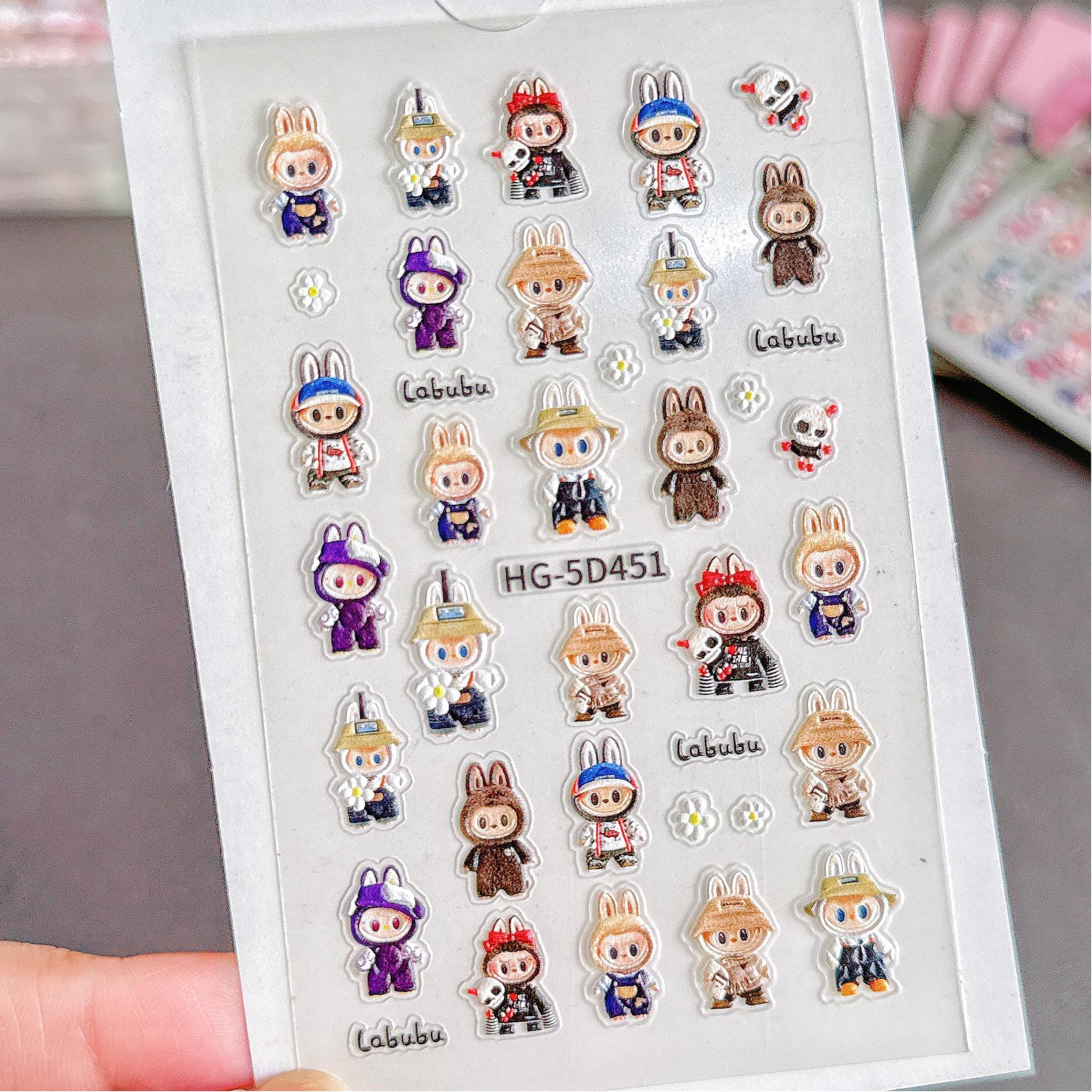

Милые наклейки для ногтей LABUBU, маленькие узоры, наклейки для нейл-арта, аксессуары, самоклеящиеся наклейки, наклейки для DIY-украшения телефона, блокнота 1pcs