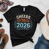 New Year Cheers To 2026 Casual Printed TShirt Crew Neck Short Sleeve Cotton Top All Seasons Fashion Soft Breathable Outdoors