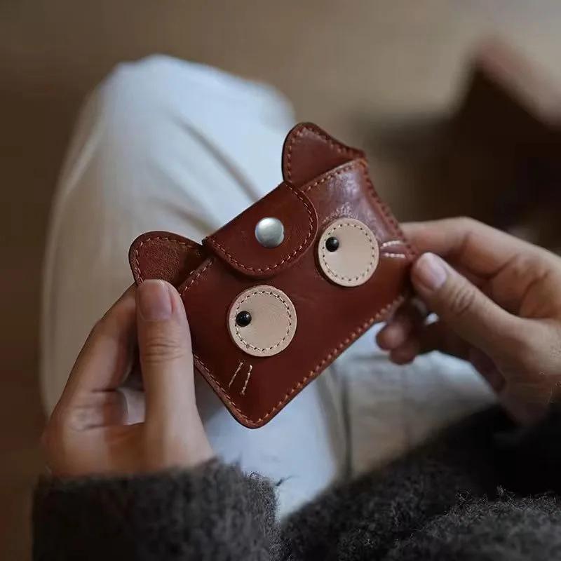 Retro Cartoon Cat Card Wallet & Coin Purse - Slim Lightweight, Large Capacity, Cute Gift for Women Men,Card Holder Organizer