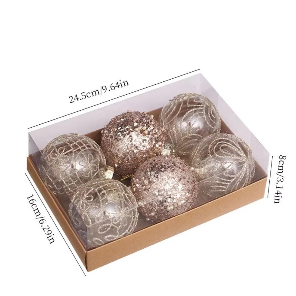 6PCS High-quality Plastic Christmas Ball Set Gillter Suspensable Xmas Ornament Ball 8cm Painted Xmas Baubles Storefront
