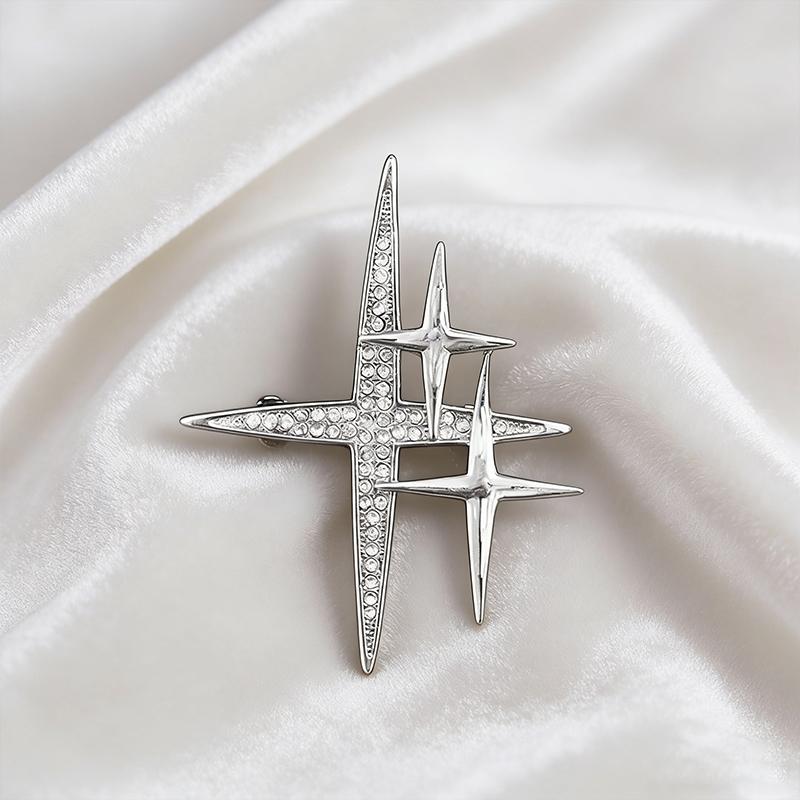 Broche de personalidade simples, estrela, senso de ponta, design moderno e fofo, broche de corpete para terno de banquete noturno, emblema, joias