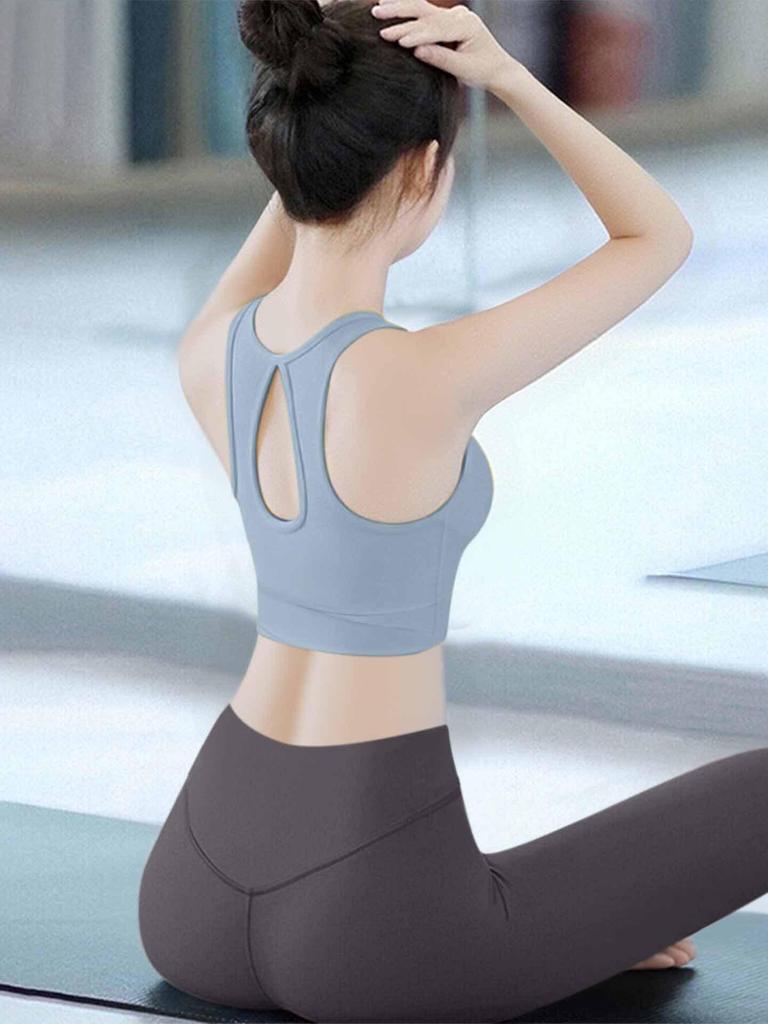 Backless Sports Bra for Women - 2026 Shockproof Pilates Fitness Bra with Fixed Chest Pad