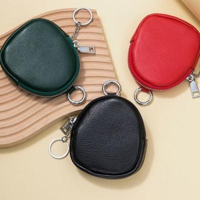 Neues Mini-Münzbeutel Einzelfarbig Reißverschluss Kartenhalter Geldbörse mit Schlüsselring Handtaschen
