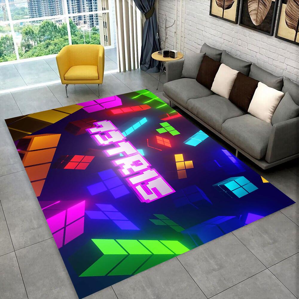 3D Retro Game Tetris Gamer Cartoon Area Rug,Carpet for Home Living Room Bedroom Sofa Doormat Decor,kid play Non-slip Floor Mat