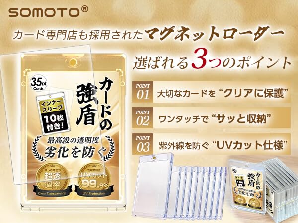 SOMOTO Magnetic Card Loader Strong Card Shield and Prevents Card Includes Inner UV 35PT Card Display Protective Fits Cards Approximately 1mm Magnetic