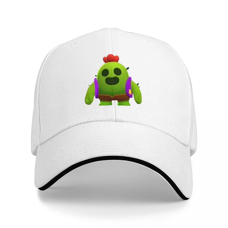 Green Cactus Warrior Character Baseball Cap with Red Hair and Purple Armor Design for Adults Casual Wear