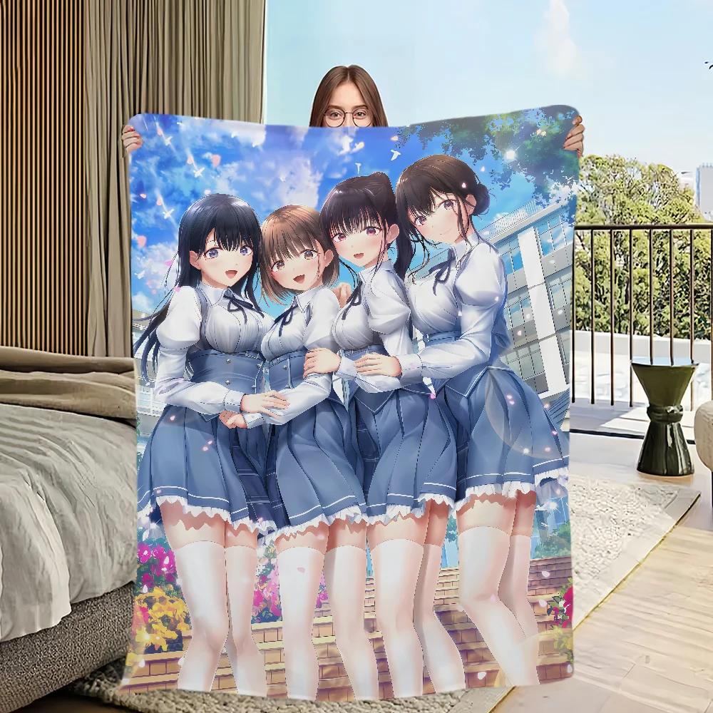 Warm Soft Plush Game Yui Seifuku Fanart KKanojo Blanket for Sofa Living Room Office Bedroom Travel Gift Konomi Flannel