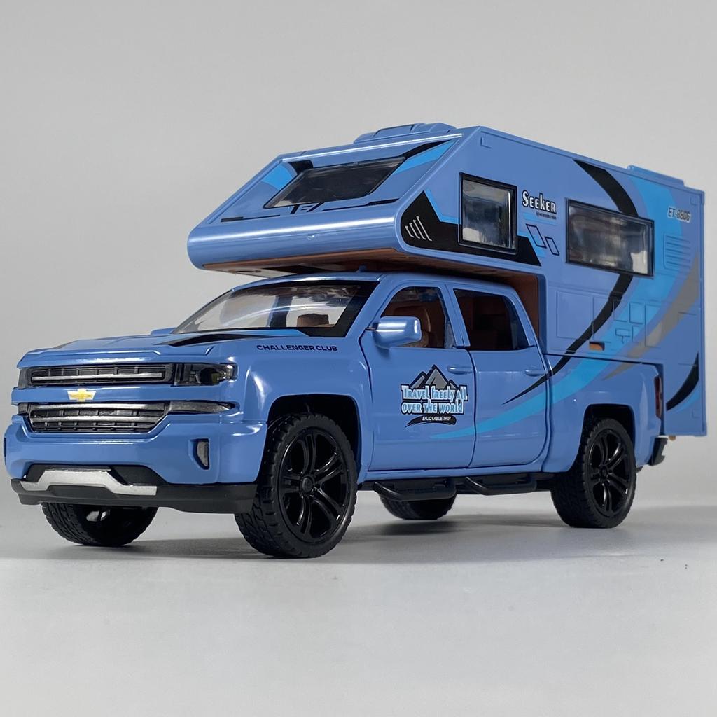 1:32 Chevrolet Blazer Chalet 1976 Camping Wohnmobil Legierung Druckgussmodell Simulation Ton & Licht Kinderspielzeug Sammlung Geschenke Für Jungen