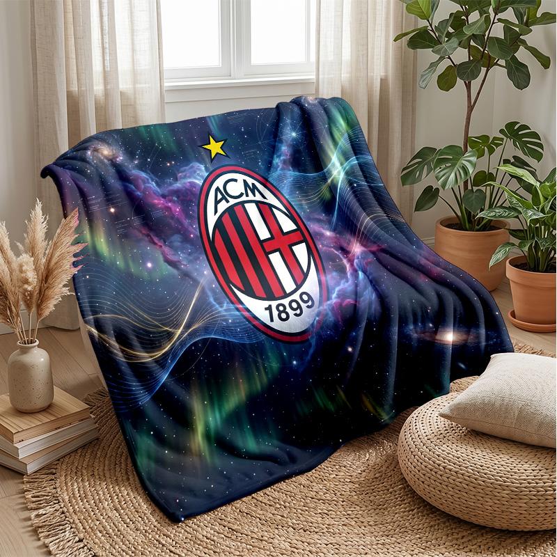 AC Milan Theme Blanket Soft Flannel Blanket Plush Throw Blanket Cozy Sofa Bed Blanket for Home Decor