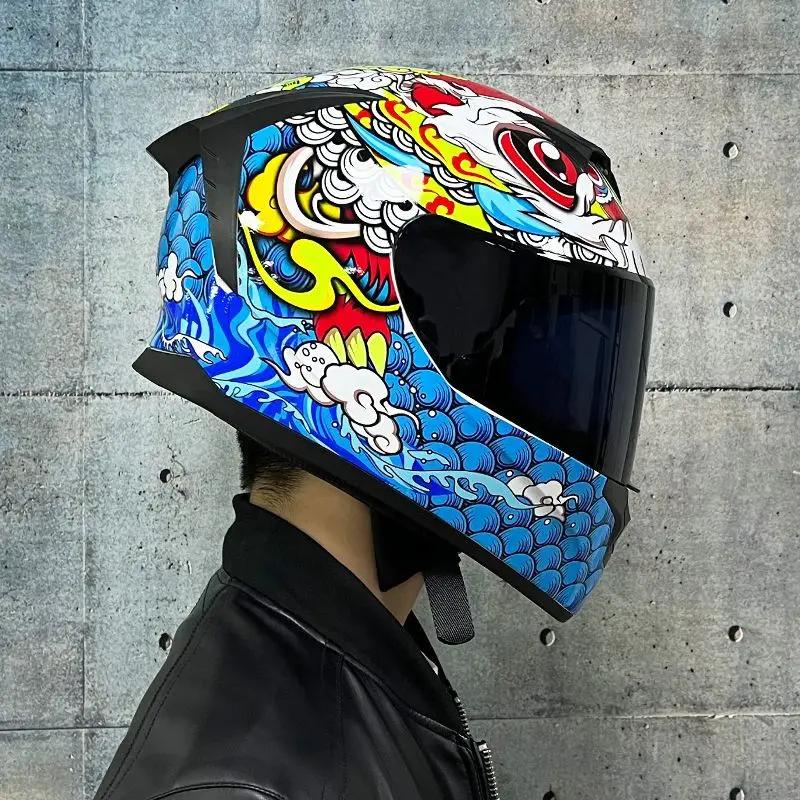LVS Motorcycle Helmet Men's Women's Motocross Full Helmet Personality Cool Racing Helmet Casco Moto DOT Certification