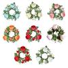 Valentine's Day Candle Stand Rings Artificial Rose Flower Candle Rings Wreath for Wedding Party Table Centerpieces