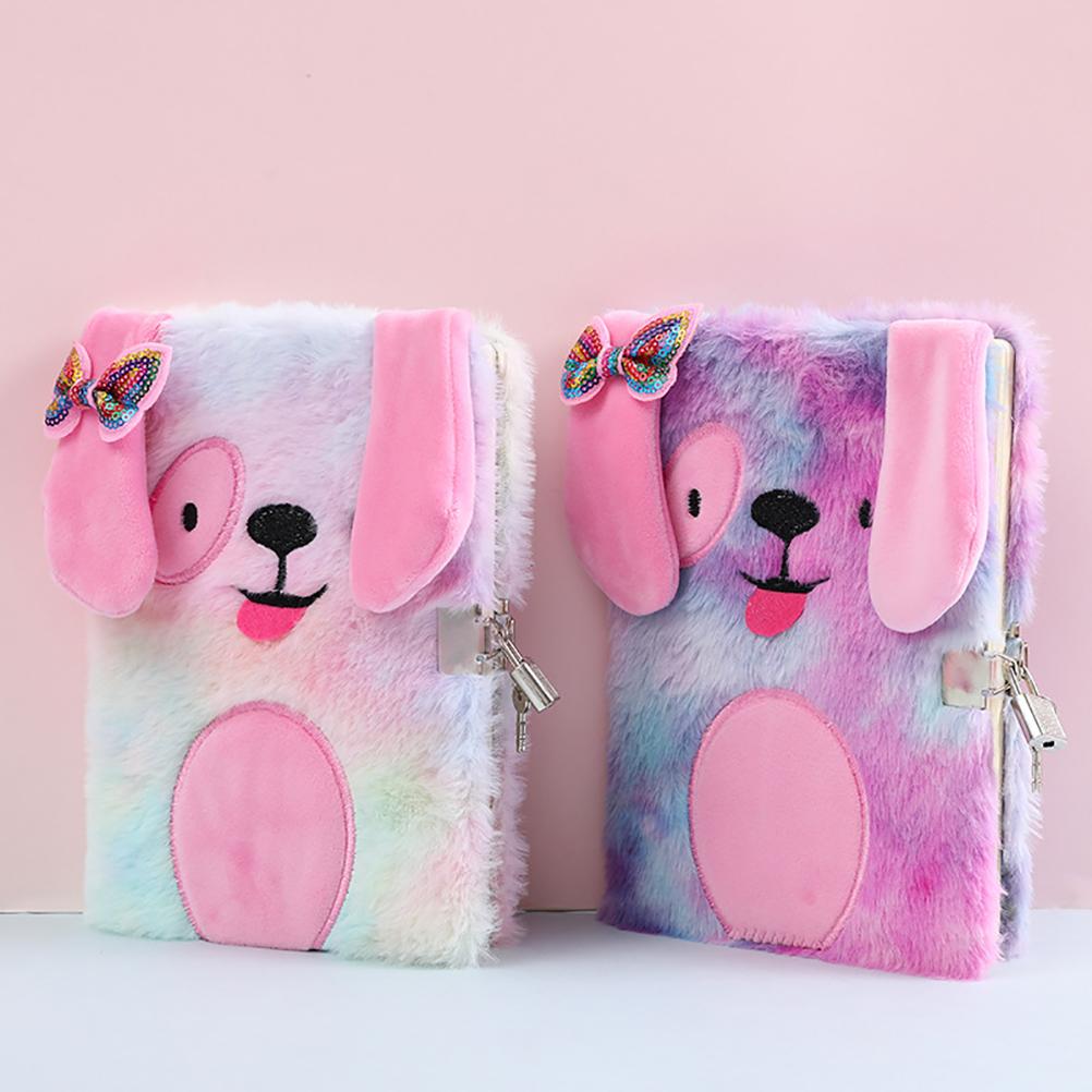 Cuaderno de Peluche de Animales con Candado Diario de Dibujos Animados 3D Cuaderno Lindo