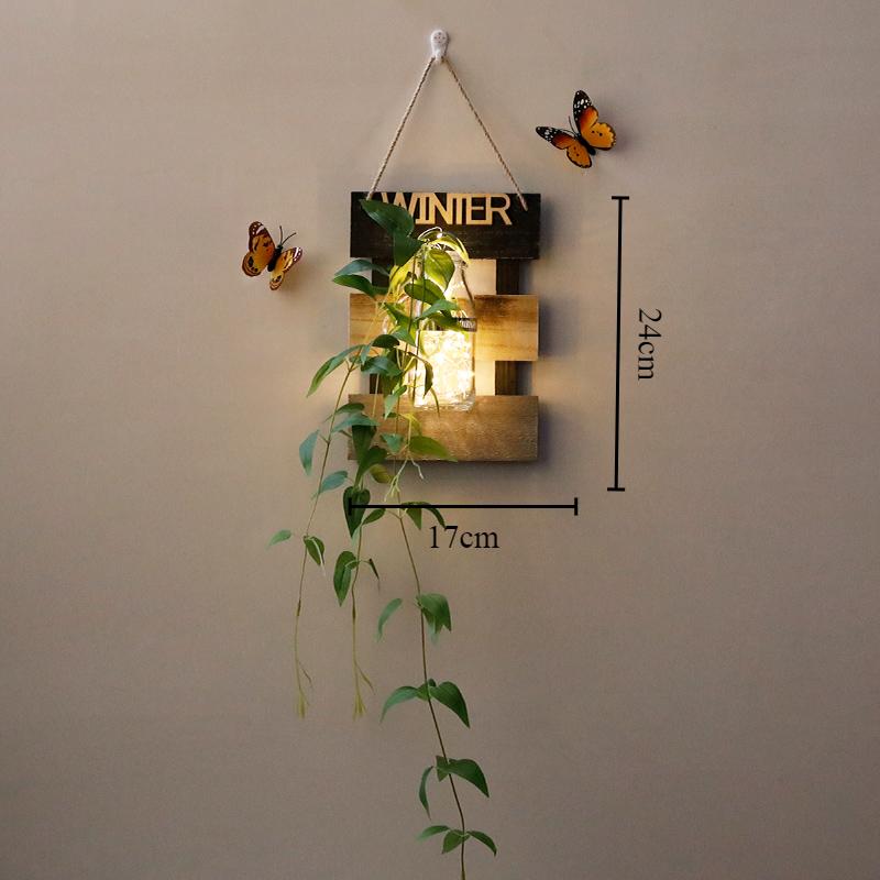 Wall Decoration Ins Style Wall Lamp Nordic Originality Plant Butterfly Background Home Decor Wall Lights Vase Lamp for Bedroom