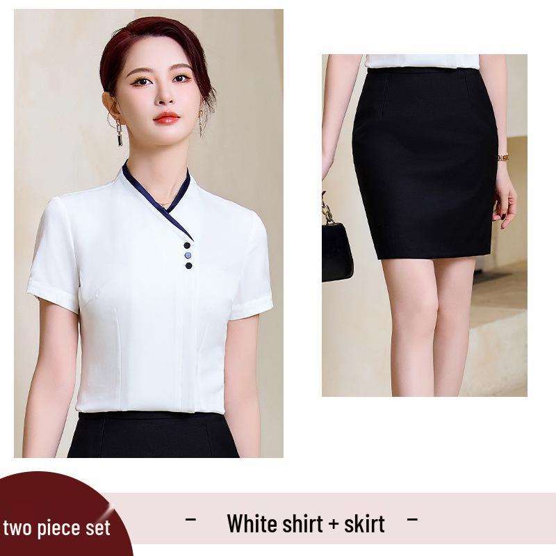 Women's Short Sleeve Professional Work Uniform – Hotel, Flight, and Catering Roles