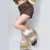 Flauschige Beinwärmer Damen Herbst Winter Vintage Kunstpelz Plüsch Stiefelstulpen Manschetten Wadenlänge Hipster Warme Socken Streetwear