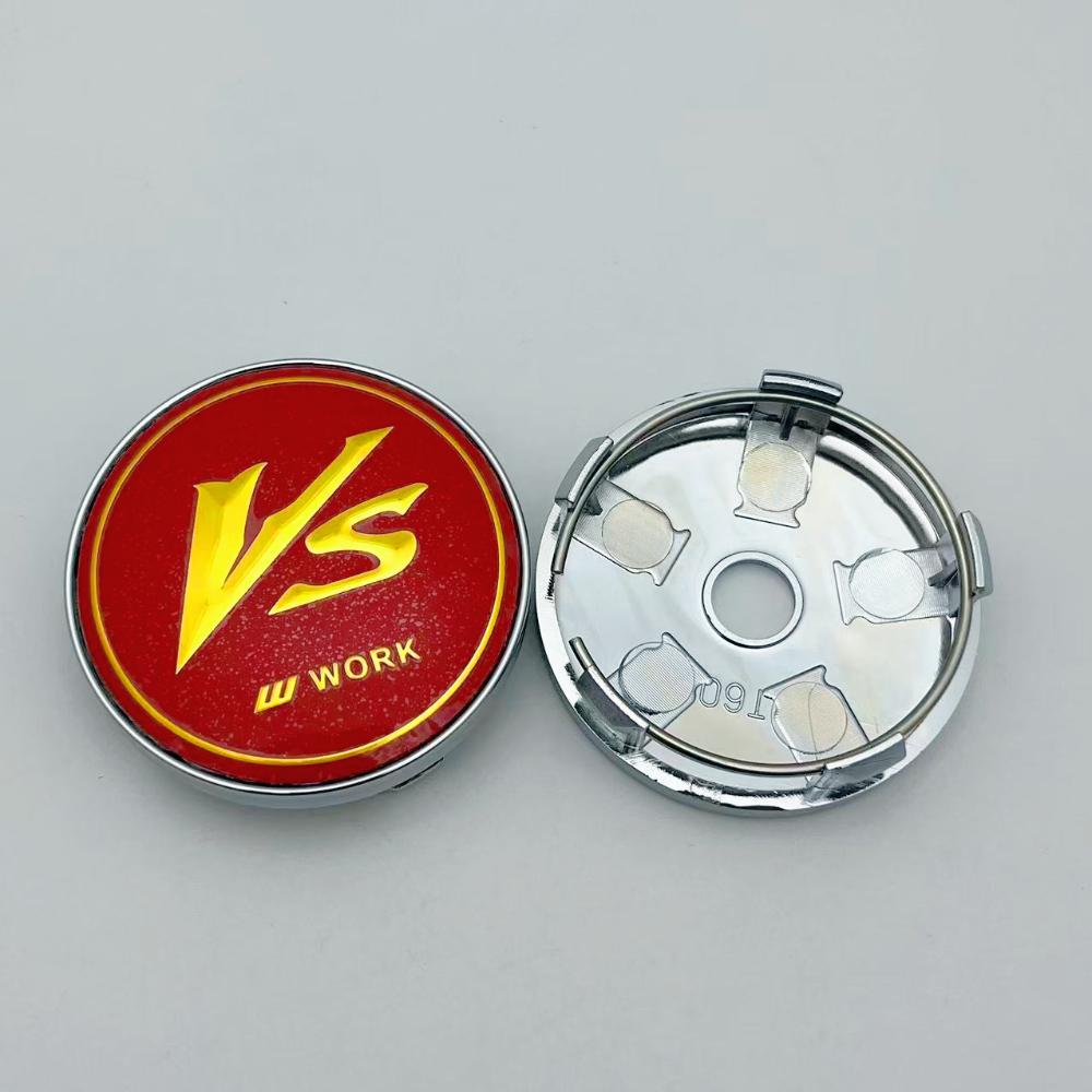 4pcs 60MM ( 56MM I.D ) VS W Work Logo Emblem Badge Car Wheel Center Caps Auto Rim Dust Cover Wheel Hub Hubcaps Car Accessories