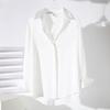 White Satin Shirt Loose Fit Spring Autumn Black Blouse Fashionable Design High Quality Comfortable Stylish Top