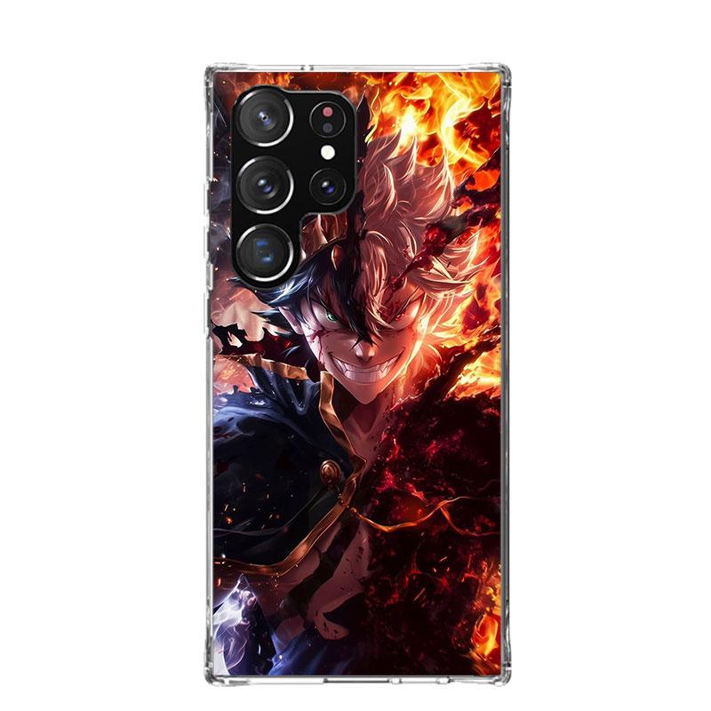 Black C-Clovers Anime Phone Case For Samsung Galaxy S26 Ultra S23 S24 S25 Edge S20 FE S21 S22 Plus Soft Print Shell Cover Fundas