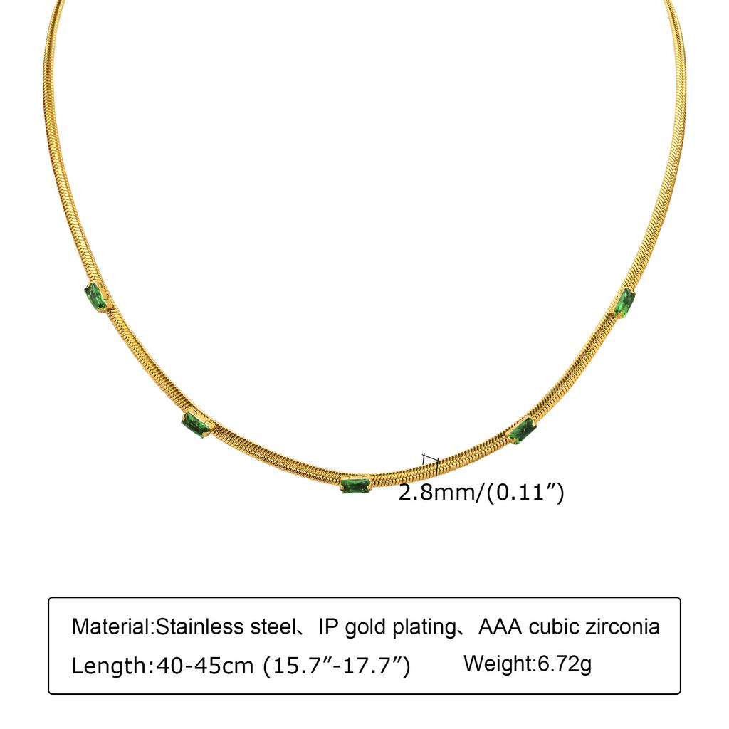 Cubic Zirconia Snake Chain Necklace Bracelet for Women, Stainless Steel Herringbone Chain Set Jewelry Fashion Charms Gift